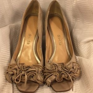 Avida peep toe leather 3” wedge shoes unique